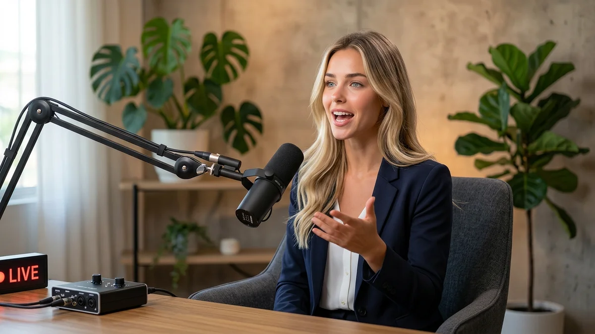 Emily Sanders discussing the gender gap in the gaming industry during a live interview